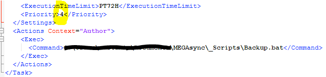 Exported Task Schedule